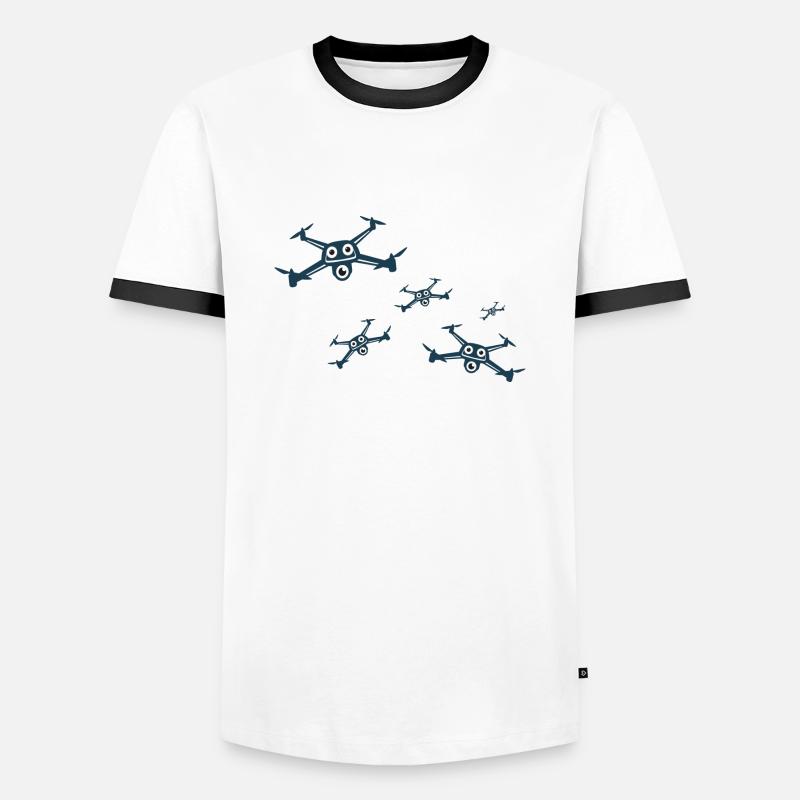 dronen,drone,comic - Männer Kontrast-T-Shirt - Weiß/Schwarz