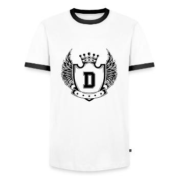 Coat of arms D - Men's Ringer Shirt - white/black - Front - AI Model Female 172 light (172cm) & AI Model Male 178 dark (178cm)