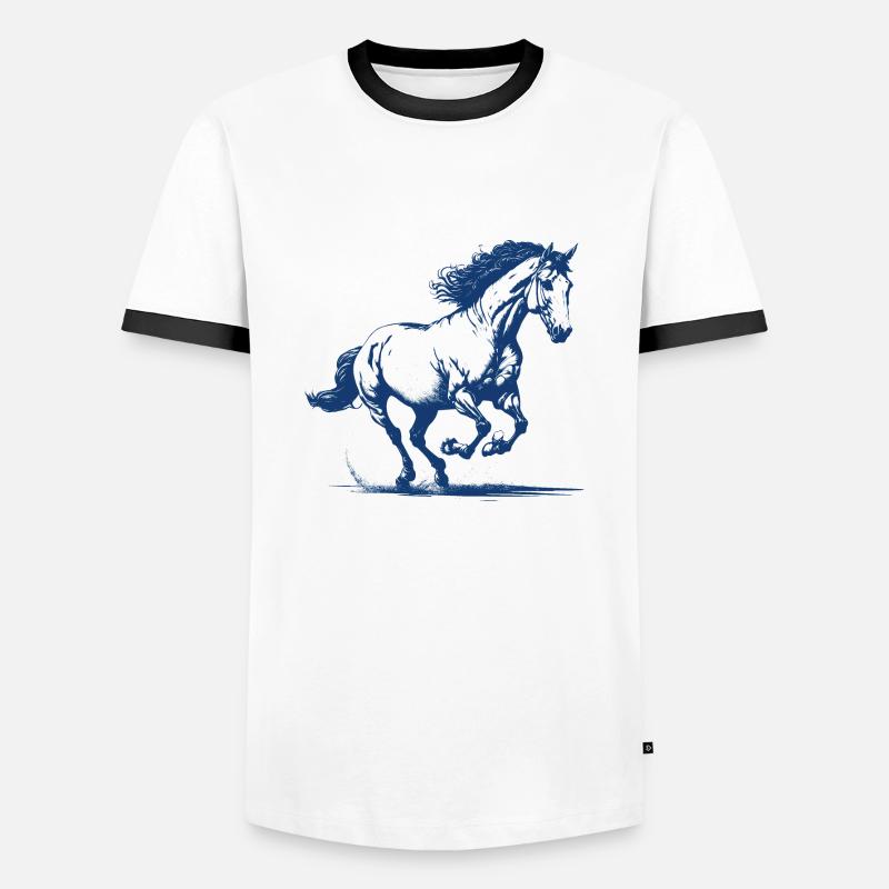 Trabrennpferd - Männer Kontrast-T-Shirt - Weiß/Schwarz