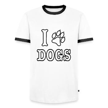 I Love Dogs - Men's Ringer Shirt - white/black - Front - AI Model Female 172 light (172cm) & AI Model Male 178 dark (178cm)