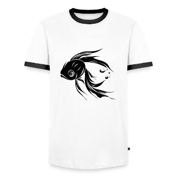 Sweet fish swimming in the sea - illustration - Men's Ringer Shirt - white/black - Front - AI Model Female 172 light (172cm) & AI Model Male 178 dark (178cm)