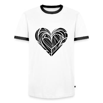 Cœur orné créatif pour la journée de valetnine - T-shirt contrasté Homme - blanc/noir - Devant - AI Model Female 172 light (172cm) & AI Model Male 178 dark (178cm)