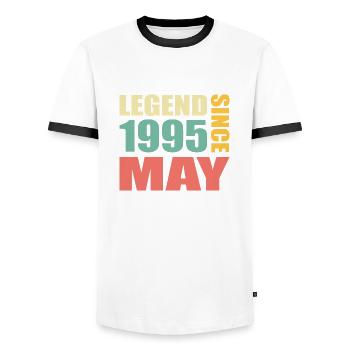 28th Birthday May Vintage 1995 Gift Idea - Men's Ringer Shirt - white/black - Front - AI Model Female 172 light (172cm) & AI Model Male 178 dark (178cm)
