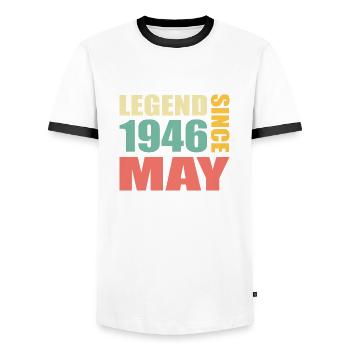 77e anniversaire mai millésime 1946 Idée cadeau - T-shirt contrasté Homme - blanc/noir - Devant - AI Model Female 172 light (172cm) & AI Model Male 178 dark (178cm)