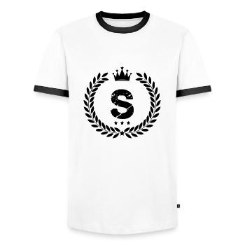 wappen s - Männer Kontrast-T-Shirt - Weiß/Schwarz - Vorne - AI Model Female 172 light (172cm) & AI Model Male 178 dark (178cm)