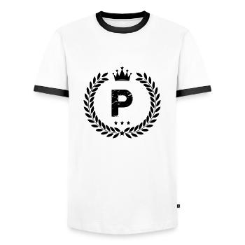 Armoiries P - T-shirt contrasté Homme - blanc/noir - Devant - AI Model Female 172 light (172cm) & AI Model Male 178 dark (178cm)