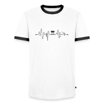 Grillen, Grillerm, Herzschlag, T-Shirt - Männer Kontrast-T-Shirt - Weiß/Schwarz - Vorne - AI Model Female 172 light (172cm) & AI Model Male 178 dark (178cm)