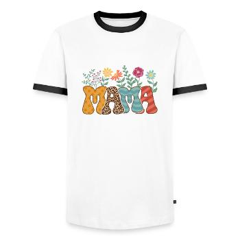 Mother's Day Vintage Mama/Mom 5 - Men's Ringer Shirt - white/black - Front - AI Model Female 172 light (172cm) & AI Model Male 178 dark (178cm)