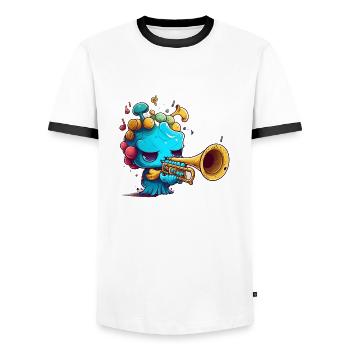 trumpet art - Männer Kontrast-T-Shirt - Weiß/Schwarz - Vorne - AI Model Female 172 light (172cm) & AI Model Male 178 dark (178cm)
