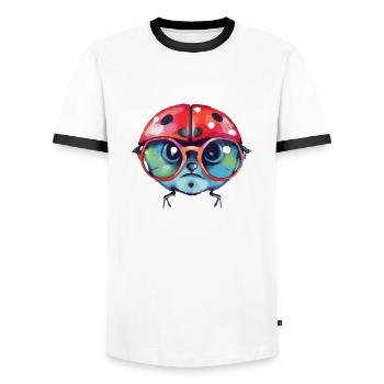 Iza Marienkäfer mit Brille - Männer Kontrast-T-Shirt - Weiß/Schwarz - Vorne - AI Model Female 172 light (172cm) & AI Model Male 178 dark (178cm)