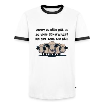 Schaf I Schafe I Witz I Witze I coole Sprüche - Männer Kontrast-T-Shirt - Weiß/Schwarz - Vorne - AI Model Female 172 light (172cm) & AI Model Male 178 dark (178cm)