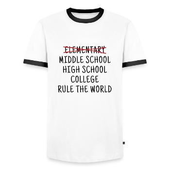 Drôle de diplôme d’école primaire 6e année - T-shirt contrasté Homme - blanc/noir - Devant - AI Model Female 172 light (172cm) & AI Model Male 178 dark (178cm)