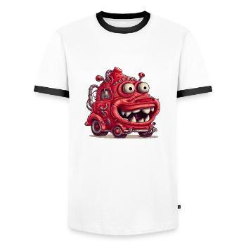 Les enfants veulent rejoindre les pompiers plus tard - T-shirt contrasté Homme - blanc/noir - Devant - AI Model Female 172 light (172cm) & AI Model Male 178 dark (178cm)