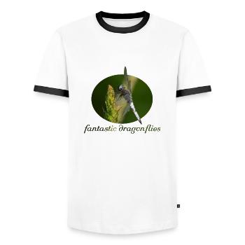 Libelle - Männer Kontrast-T-Shirt - Weiß/Schwarz - Vorne - AI Model Female 172 light (172cm) & AI Model Male 178 dark (178cm)