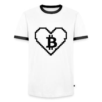 Crypto Bitcoin Trading - T-shirt contrasté Homme - blanc/noir - Devant - AI Model Female 172 light (172cm) & AI Model Male 178 dark (178cm)