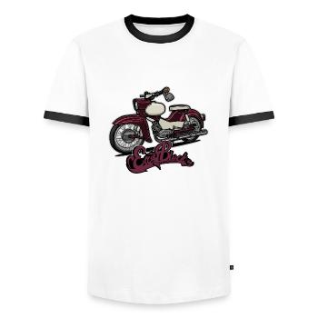Étoile (rouge) // Illustration - T-shirt contrasté Homme - blanc/noir - Devant - AI Model Female 172 light (172cm) & AI Model Male 178 dark (178cm)