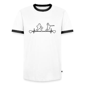 Basket-ball Équipe de basket-ball Basketteur - T-shirt contrasté Homme - blanc/noir - Devant - AI Model Female 172 light (172cm) & AI Model Male 178 dark (178cm)