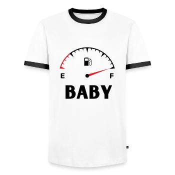 Mama Papa Baby Match T-Shirt - Männer Kontrast-T-Shirt - Weiß/Schwarz - Vorne - AI Model Female 172 light (172cm) & AI Model Male 178 dark (178cm)