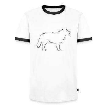Golden Rertriever Contours 1 - Men's Ringer Shirt - white/black - Front - AI Model Female 172 light (172cm) & AI Model Male 178 dark (178cm)