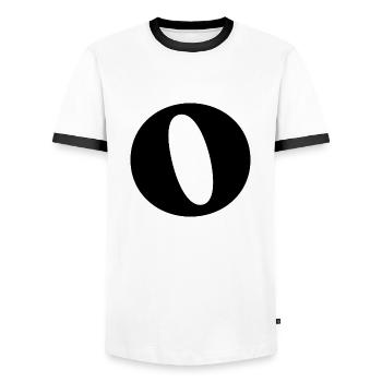 Letter o - Men's Ringer Shirt - white/black - Front - AI Model Female 172 light (172cm) & AI Model Male 178 dark (178cm)