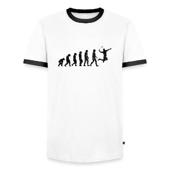 Badminton badminton fan badminton badminton team - Men's Ringer Shirt - white/black - Front - AI Model Female 172 light (172cm) & AI Model Male 178 dark (178cm)
