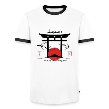Japan - Männer Kontrast-T-Shirt - Weiß/Schwarz - Vorne - AI Model Female 172 light (172cm) & AI Model Male 178 dark (178cm)