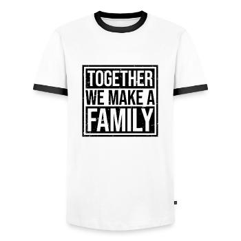 Together We Make A Family Family Love Saying - Men's Ringer Shirt - white/black - Front - AI Model Female 172 light (172cm) & AI Model Male 178 dark (178cm)