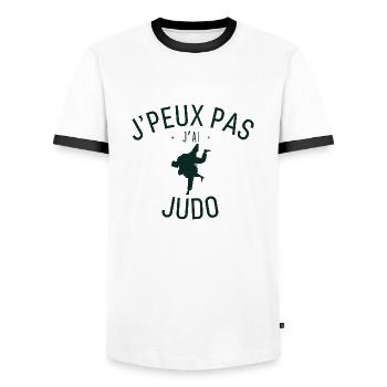 J peux pas j ai judo - T-shirt contrasté Homme - blanc/noir - Devant - AI Model Female 172 light (172cm) & AI Model Male 178 dark (178cm)