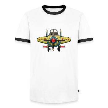 Toy Airplanes - Men's Ringer Shirt - white/black - Front - AI Model Female 172 light (172cm) & AI Model Male 178 dark (178cm)