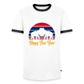 Laos Laotian Laotian Elephant Lao I Gift - Men's Ringer Shirt - white/black - Front - AI Model Female 172 light (172cm) & AI Model Male 178 dark (178cm)