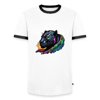 Panthère - T-shirt contrasté Homme - blanc/noir - Devant - AI Model Female 172 light (172cm) & AI Model Male 178 dark (178cm)