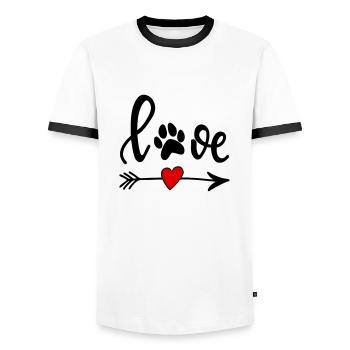 Love with Dog's Paw - Arrow with Heart - Men's Ringer Shirt - white/black - Front - AI Model Female 172 light (172cm) & AI Model Male 178 dark (178cm)