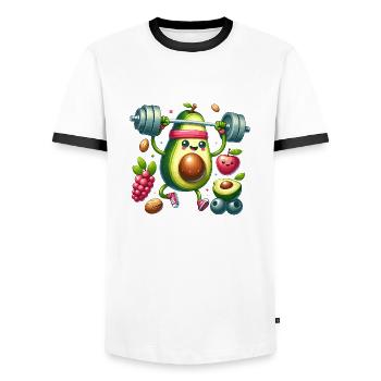 Avocado Workout Fun - Men's Ringer Shirt - white/black - Front - AI Model Female 172 light (172cm) & AI Model Male 178 dark (178cm)