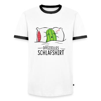 Offizielles Schlafshirt Gurke - Männer Kontrast-T-Shirt - Weiß/Schwarz - Vorne - AI Model Female 172 light (172cm) & AI Model Male 178 dark (178cm)