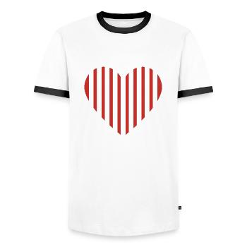 Cœur rouge - T-shirt contrasté Homme - blanc/noir - Devant - AI Model Female 172 light (172cm) & AI Model Male 178 dark (178cm)