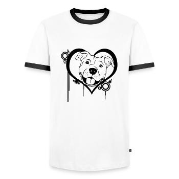 Staffordshire au cœur - T-shirt contrasté Homme - blanc/noir - Devant - AI Model Female 172 light (172cm) & AI Model Male 178 dark (178cm)