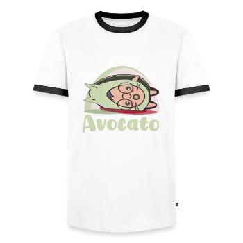 Lol cooler pun Avocado Cartoon Avocato Katzen - Männer Kontrast-T-Shirt - Weiß/Schwarz - Vorne - AI Model Female 172 light (172cm) & AI Model Male 178 dark (178cm)