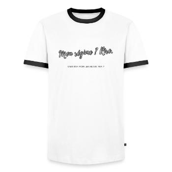 Régime - T-shirt contrasté Homme - blanc/noir - Devant - AI Model Female 172 light (172cm) & AI Model Male 178 dark (178cm)