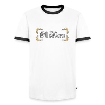 #1 Mom | Nummer 1 Mami | Beste Mutter - Männer Kontrast-T-Shirt - Weiß/Schwarz - Vorne - AI Model Female 172 light (172cm) & AI Model Male 178 dark (178cm)