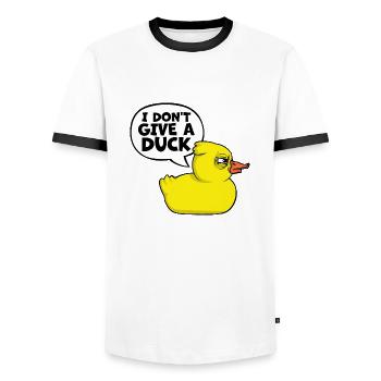 Lustig Ich gebe keine Ente Gummienten Sarkasmus - Männer Kontrast-T-Shirt - Weiß/Schwarz - Vorne - AI Model Female 172 light (172cm) & AI Model Male 178 dark (178cm)