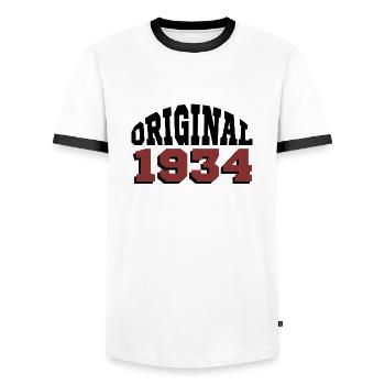 Original 1934 - T-shirt contrasté Homme - blanc/noir - Devant - AI Model Female 172 light (172cm) & AI Model Male 178 dark (178cm)