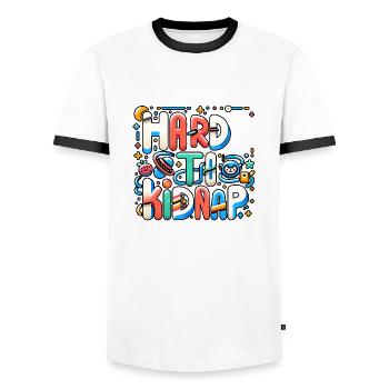 Hard to Kidnap 5 - Men's Ringer Shirt - white/black - Front - AI Model Female 172 light (172cm) & AI Model Male 178 dark (178cm)