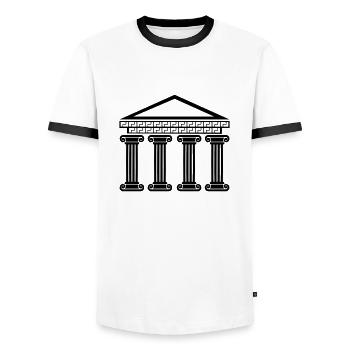 griechisches antikes gebäude - Männer Kontrast-T-Shirt - Weiß/Schwarz - Vorne - AI Model Female 172 light (172cm) & AI Model Male 178 dark (178cm)