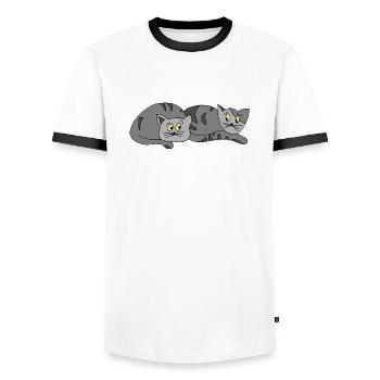 Katzen - Männer Kontrast-T-Shirt - Weiß/Schwarz - Vorne - AI Model Female 172 light (172cm) & AI Model Male 178 dark (178cm)