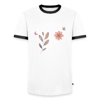 Letter b wildflowers watercolors - Men's Ringer Shirt - white/black - Front - AI Model Female 172 light (172cm) & AI Model Male 178 dark (178cm)