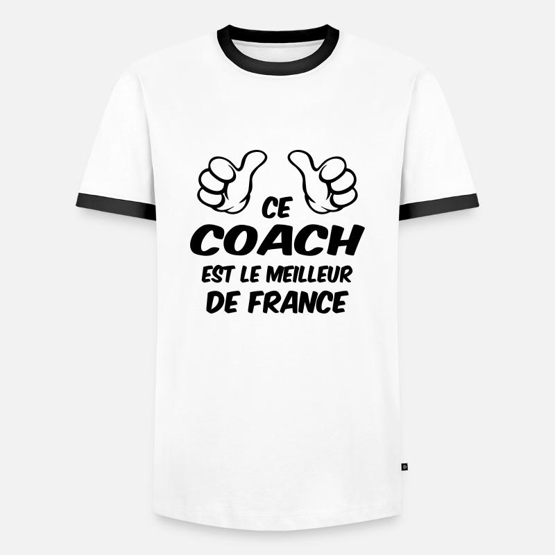 BESTER COACH - Männer Kontrast-T-Shirt - Weiß/Schwarz