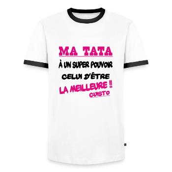 Ma tata la meilleure cuisto - T-shirt contrasté Homme - blanc/noir - Devant - AI Model Female 172 light (172cm) & AI Model Male 178 dark (178cm)