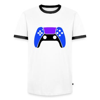 Manette de jeu Gamer - T-shirt contrasté Homme - blanc/noir - Devant - AI Model Female 172 light (172cm) & AI Model Male 178 dark (178cm)