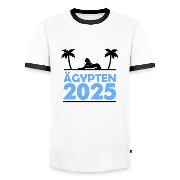 ägypten 2025 - Männer Kontrast-T-Shirt - Weiß/Schwarz - Vorne - AI Model Female 172 light (172cm) & AI Model Male 178 dark (178cm)