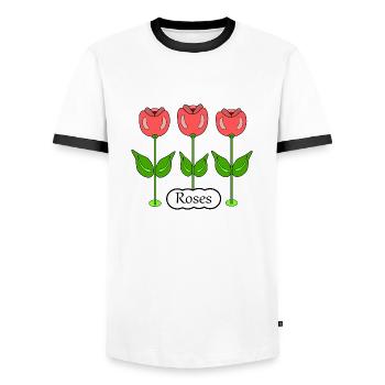 Roses - T-shirt contrasté Homme - blanc/noir - Devant - AI Model Female 172 light (172cm) & AI Model Male 178 dark (178cm)